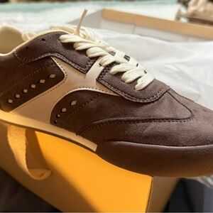 ShuShop Women's Brown and Cream Sneakers